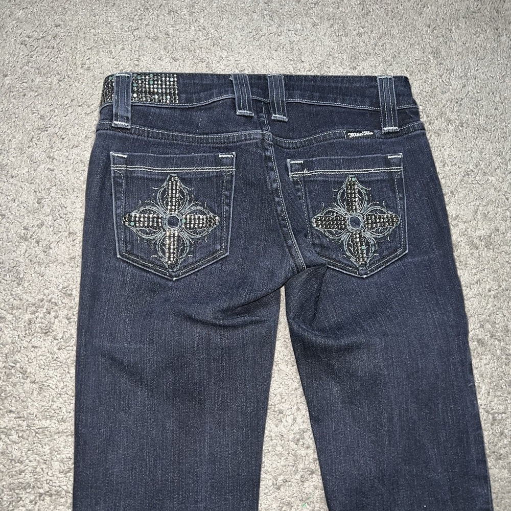 VTG Y2K Miss Me Bootcut Black Denim Jeans Rhinestone Lace Gothic Punk ‎ 26x31